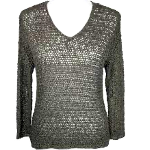 EILEEN FISHER Bronze Shimmer Knotted Open Twist Pullover Size M - Picture 1 of 14